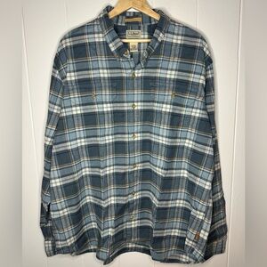 L.L. Bean Men’s Soft Plaid Hemp Blend Shirt – Blue Gray Check XL